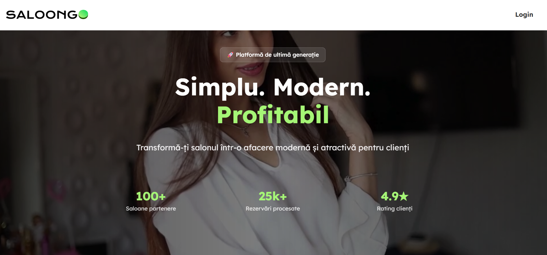 Saloongo — platformă pentru saloane — Platformă SaaS pentru programări, personal și setări salon.